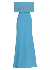 Lela Rose Embellished Off-The-Shoulder Gown