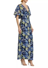 Lela Rose Embroidered Tulle Column Dress