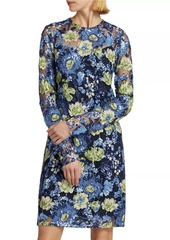 Lela Rose Embroidered Tulle Shift Dress