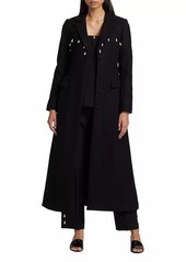 Lela Rose Faux Pearl-Detailed Fitted Long Coat