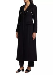 Lela Rose Faux Pearl-Detailed Fitted Long Coat