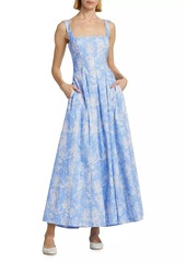 Lela Rose Floral Cotton Maxi Dress