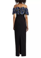 Lela Rose Floral Embroidered Column Gown