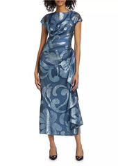 Lela Rose Florence Metallic Cocktail Dress