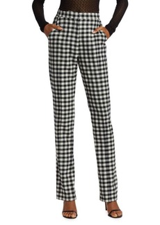 Lela Rose High-Waisted Check Print Pants