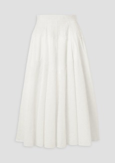 Lela Rose - Embroidered cotton-blend poplin midi skirt - White - US 14