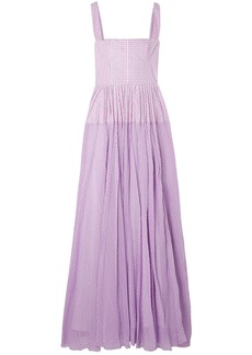 Lela Rose - Pleated gingham poplin and silk-chiffon gown - Purple - US 0