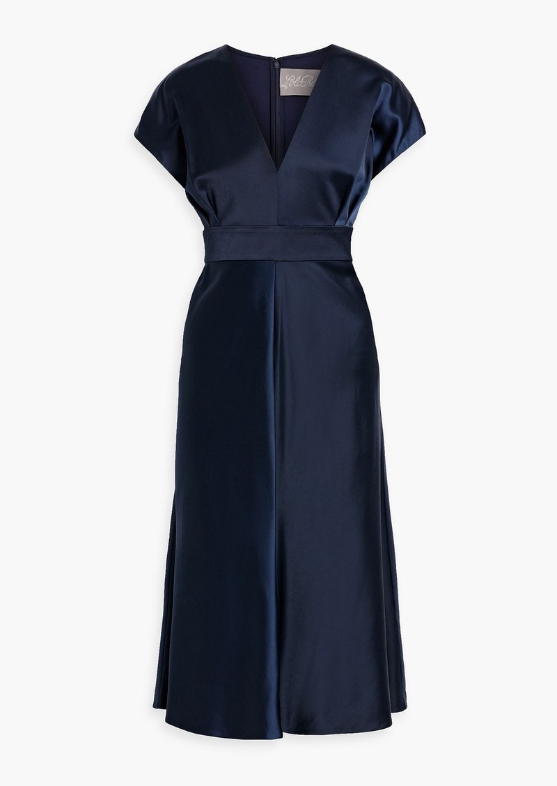 Lela Rose - Pleated satin-crepe midi dress - Blue - US 2