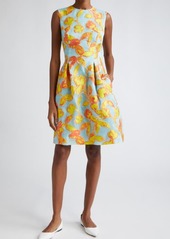 Lela Rose Betsy Floral Fil Coupé Sleeveless Dress