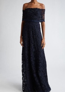 Lela Rose Deedie Off the Shoulder Guipure Lace Gown