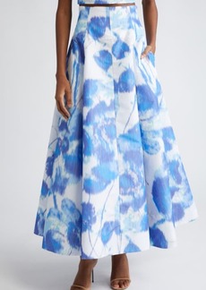 Lela Rose Floral High Waist Maxi Skirt