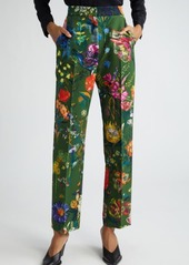 Lela Rose Floral Print Slim Ankle Pants