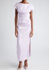 Lela Rose Florence Ruched Crepe Back Satin Dress