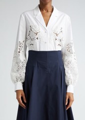 Lela Rose Lace Embellished Button-Up Shirt