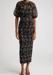 Lela Rose Naomi Floral Embroidery Sheath Dress