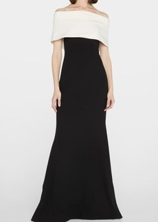 Lela Rose Off-the-Shoulder Two-Tone Gown