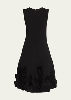 Lela Rose Penelope Midi Dress with Floral Applique Detail