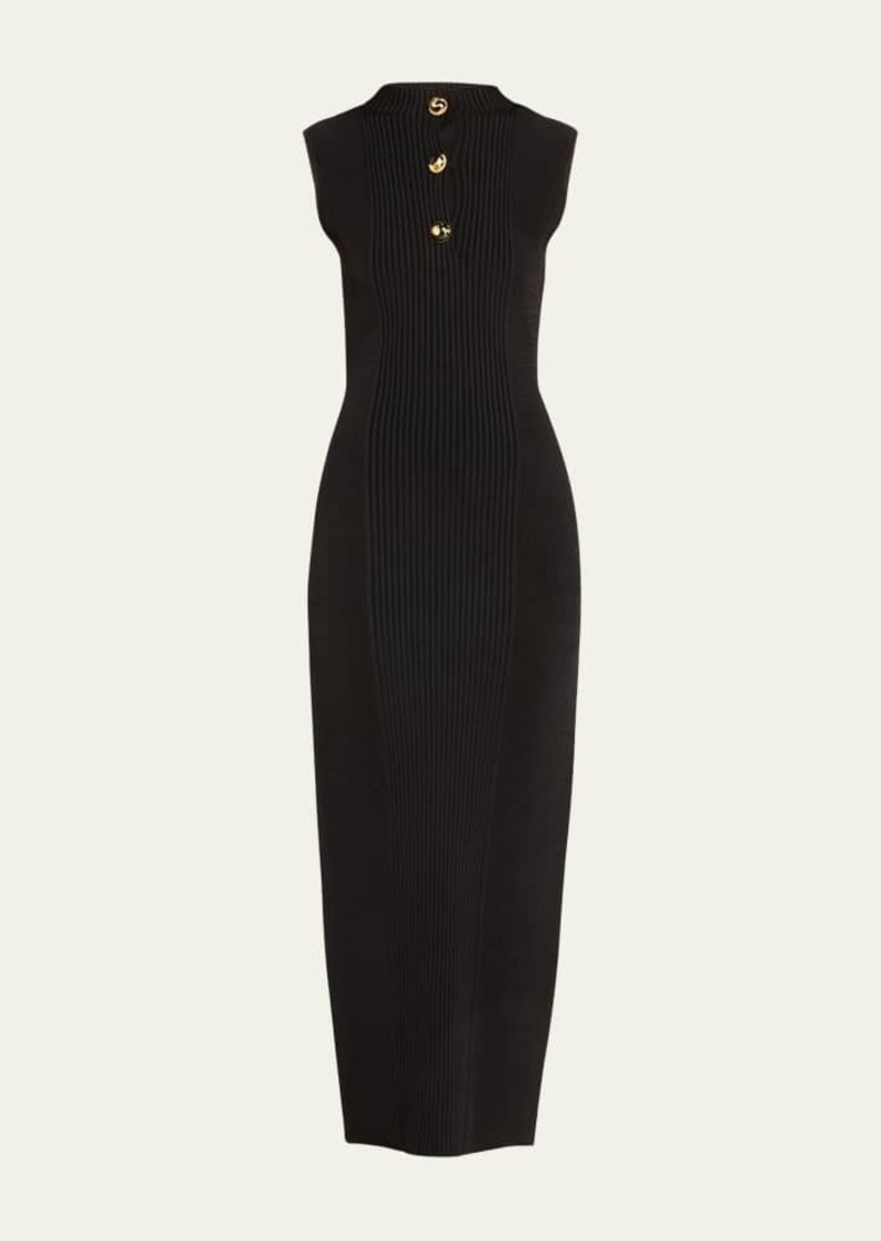 Lela Rose Ribbed Sleeveless Sweater Dress