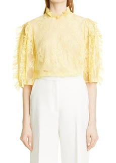 Lela Rose Ruffle Sleeve Blouse in Limoncello at Nordstrom