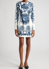 Lela Rose Sophie Mixed Print Long Sleeve Cotton Dress