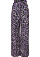 Lela Rose Woman Floral-print Satin-twill Wide-leg Pants Purple