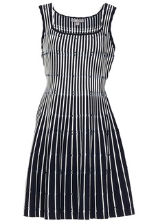 Lela Rose - Striped jacquard-knit mini dress - Blue - XL