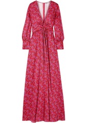 Lela Rose Woman Twist-front Floral-print Twill Gown Fuchsia