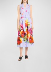 Lela Rose Margot Belted Floral Print Midi Dress