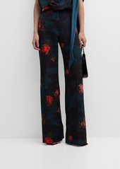 Lela Rose Molly Rose Plaid-Print Straight-Leg Pants