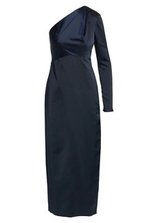 Lela Rose One-Shoulder Satin Gown