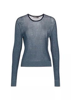 Lela Rose Semi-Sheer Metallic Sweater