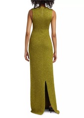 Lela Rose Sequin Mock Neck Knit Gown