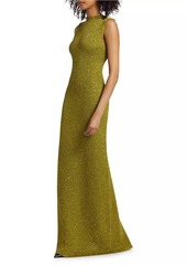 Lela Rose Sequin Mock Neck Knit Gown