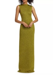 Lela Rose Sequin Mock Neck Knit Gown