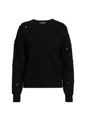 Lela Rose Slash Diamond Pattern Sweater
