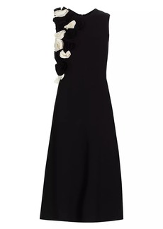 Lela Rose Sleeveless Rosette Midi-Dress