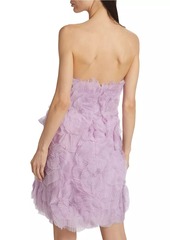 Lela Rose Strapless Silk Appliqué Minidress