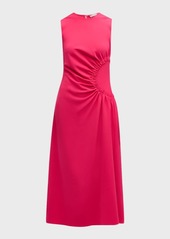 Lela Rose Sunburst Ruched-Side Sleeveless Midi Dress