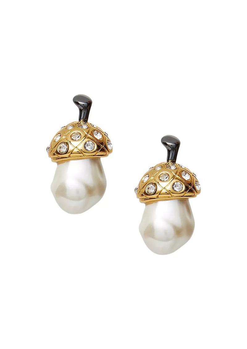 Lele Sadoughi Acorn Button Goldtone, Baroque Pearl & Crystal Earrings