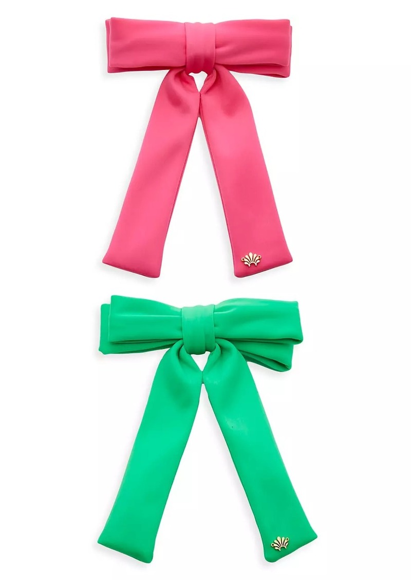 Lele Sadoughi Antoinette 2-Piece Neoprene Bow Barrette Set