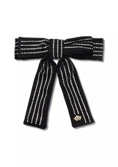 Lele Sadoughi Antoinette Crystal-Pinstriped Bow Barrette