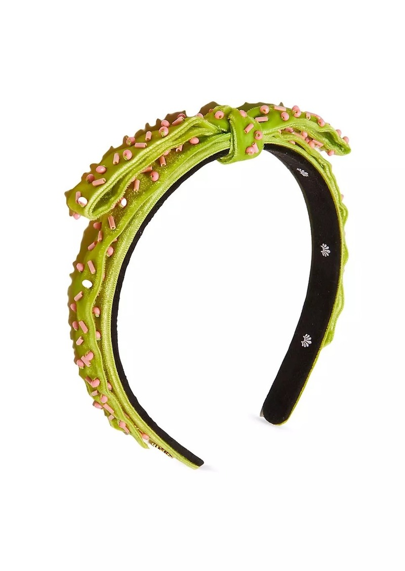 Lele Sadoughi Bardot Slim Embellished Velvet Headband