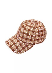 Lele Sadoughi Boucle Check Baseball Cap