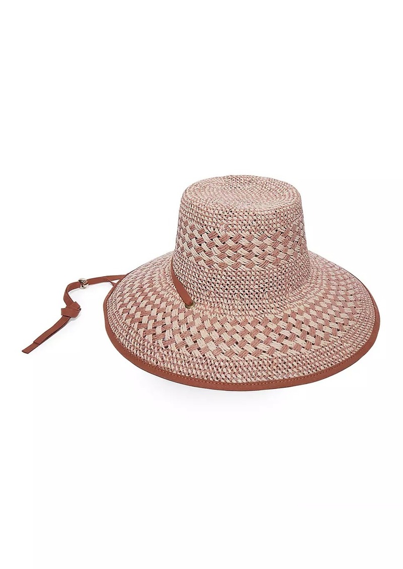 Lele Sadoughi Brielle Check Flat-Top Straw Sunhat