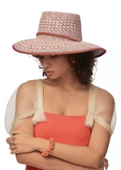 Lele Sadoughi Brielle Check Flat-Top Straw Sunhat