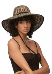 Lele Sadoughi Brielle Checkered Flat-Top Straw Hat