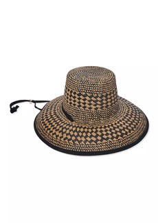 Lele Sadoughi Brielle Checkered Flat-Top Straw Hat