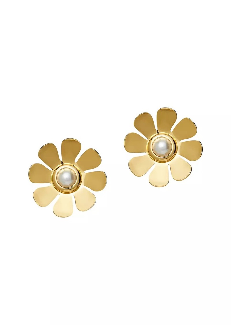 Lele Sadoughi Daisy 14K Gold-Plated & Faux Pearl Button Earrings