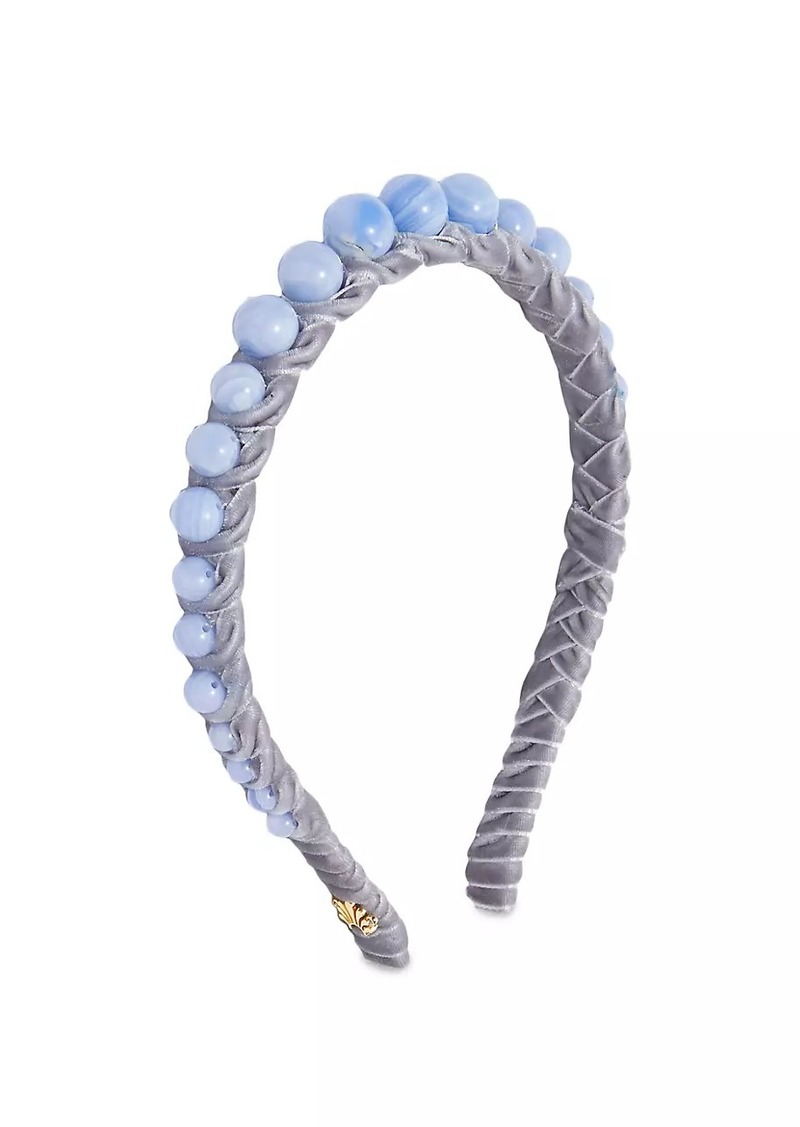 Lele Sadoughi Graduated Bead Velvet Headband