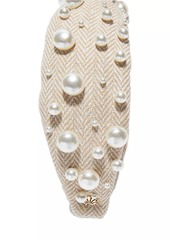 Lele Sadoughi Imitation Pearl Knotted Headband